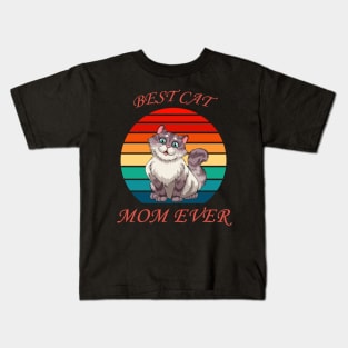 Vintage Best Cat Mom Ever Cat Mama Mother Gift for Women Kids T-Shirt